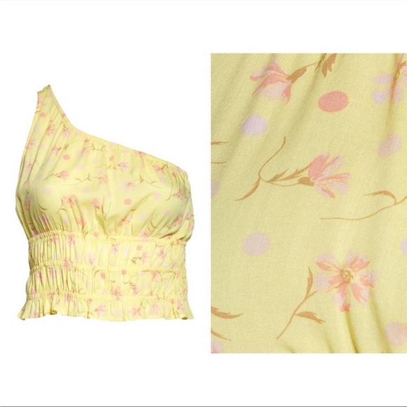 BP one shoulder yellow floral top. Size xs. - Picture 1 of 5